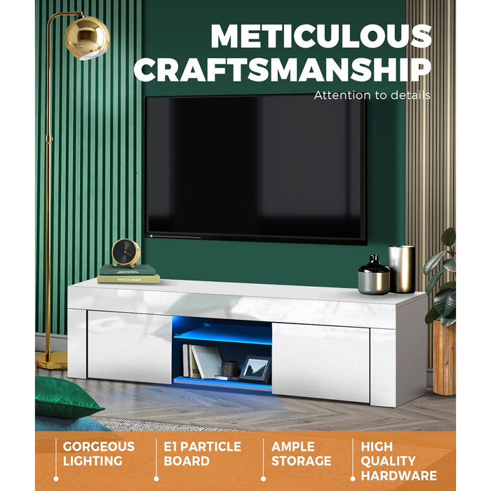 Tv Cabinet Entertainment Unit Stand Rgb Led Gloss Furniture 130Cm