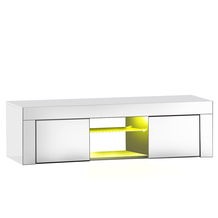 Tv Cabinet Entertainment Unit Stand Rgb Led Gloss Furniture 130Cm