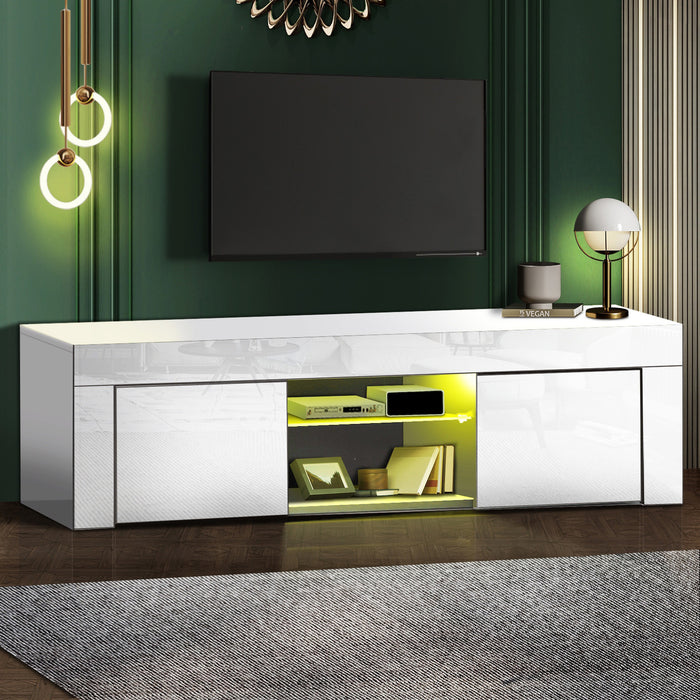 Tv Cabinet Entertainment Unit Stand Rgb Led Gloss Furniture 130Cm