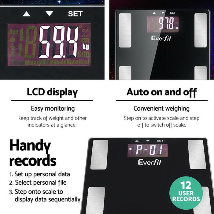 Everfit Bathroom Scales Digital Body Fat Scale 180kg