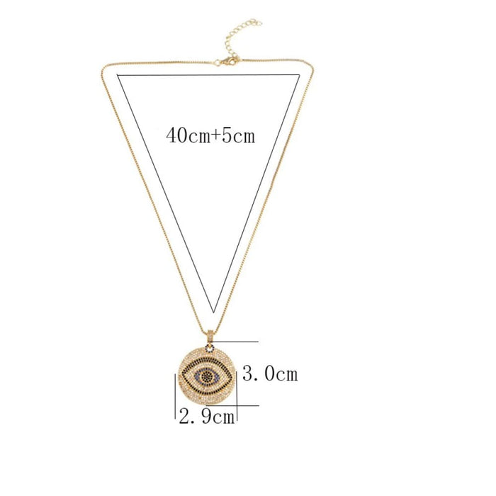 Evil Eye Gold Colour Pendant Necklace Zirconia Chain Choker