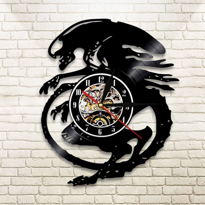 Extraterrestrial Alien Led Vinyl Record Wall Clock Horror