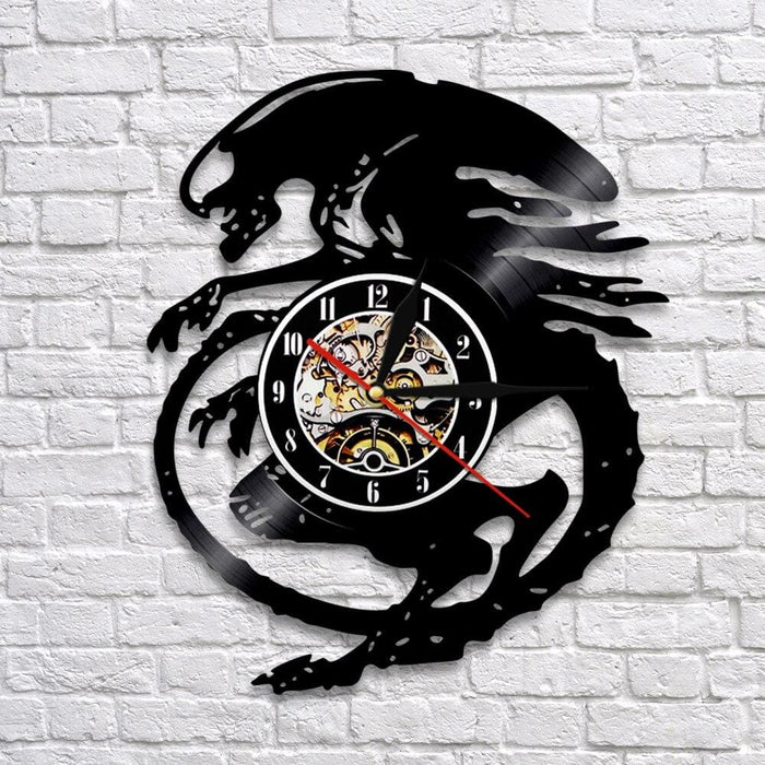 Extraterrestrial Alien Led Vinyl Record Wall Clock Horror