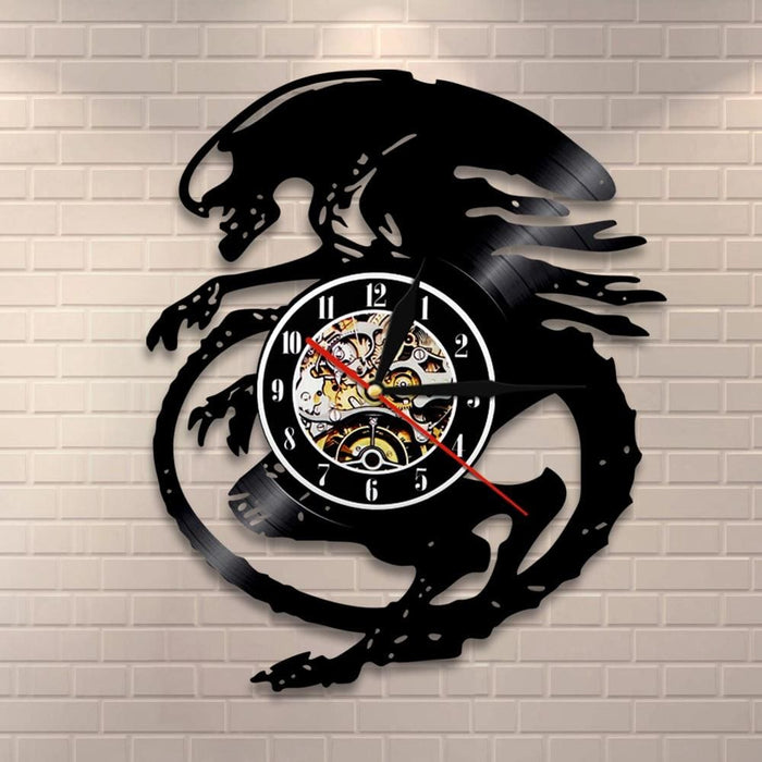 Extraterrestrial Alien Led Vinyl Record Wall Clock Horror