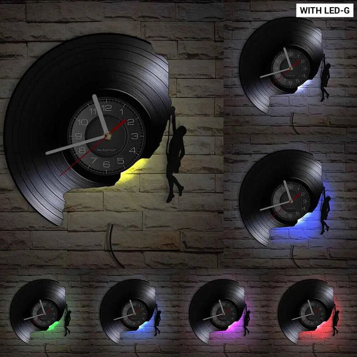 Extreme Rock Climbing Vinyl Record Clock