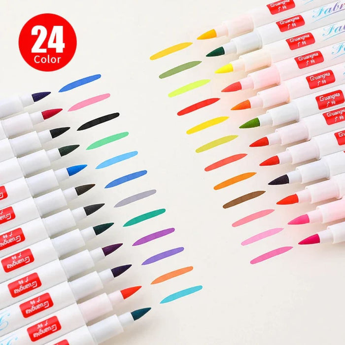 Fabric Paint Pens 12 24 Colours Soft Brush Diy Painting