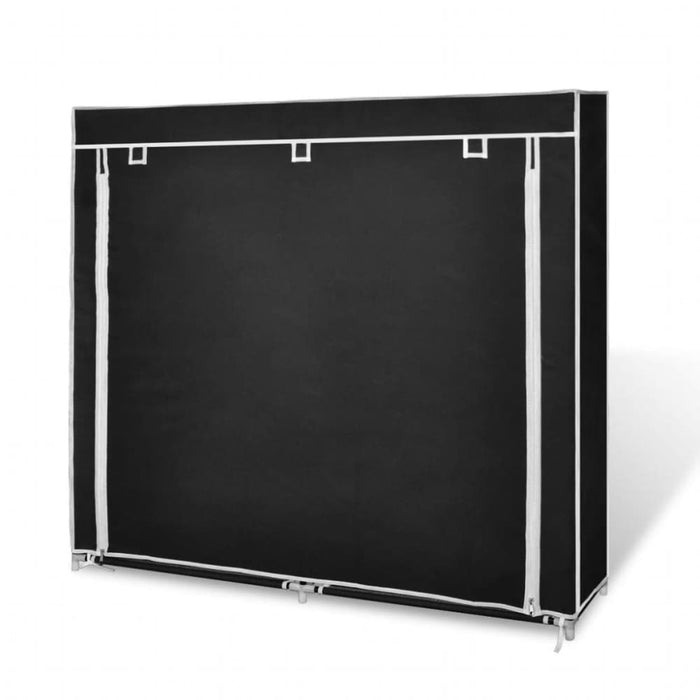 Fabric Shoe Cabinet with Cover 115 x 28 110 Cm Black Xabakt