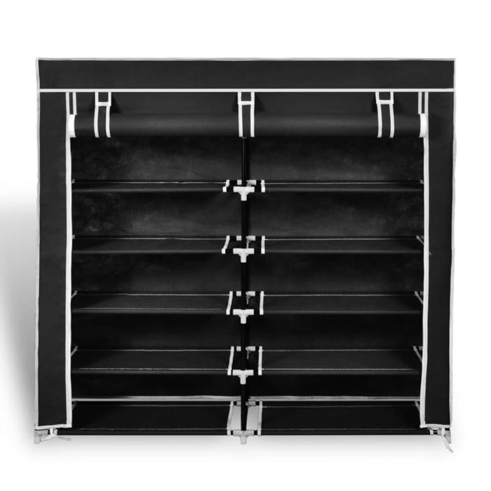 Fabric Shoe Cabinet with Cover 115 x 28 110 Cm Black Xabakt