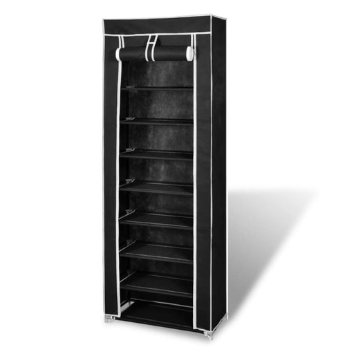 Fabric Shoe Cabinet With Cover 162 x 57 29 Cm Black Xabako