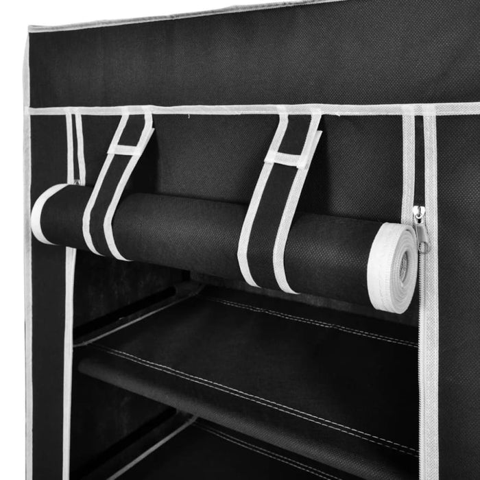 Fabric Shoe Cabinet With Cover 58 x 28 106 Cm Black Xabpbt
