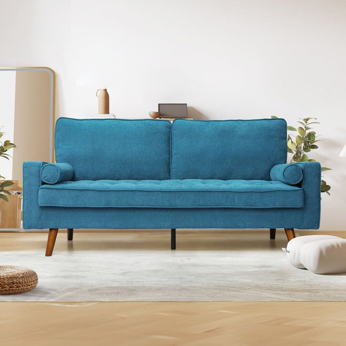 Fabric Sofa Armchair 3 Seater Couch Blue 191cm Wide