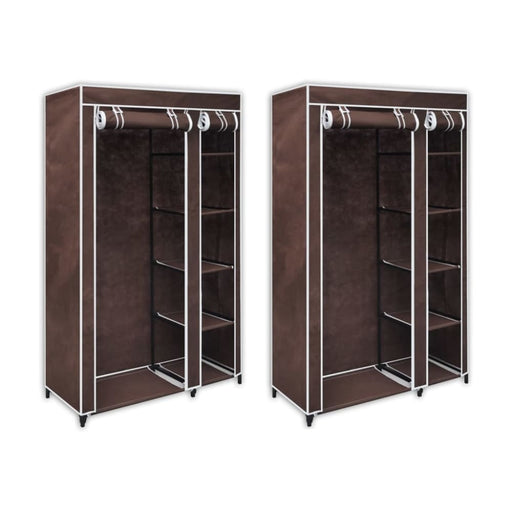 Fabric Wardrobes 2 Pcs Brown Lbixx
