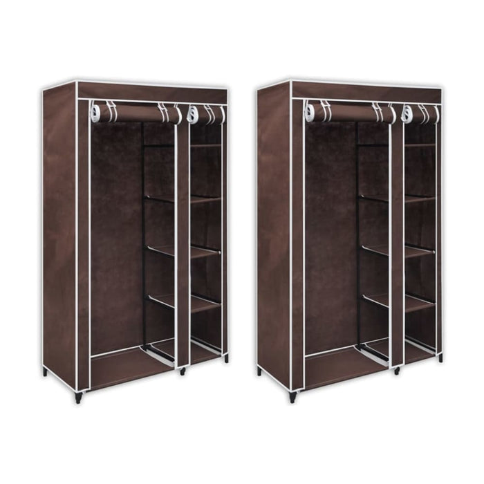 Fabric Wardrobes 2 Pcs Brown Lbixx