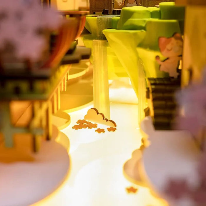 Falling Sakura Book Nook with Lights Easy Assemble Home