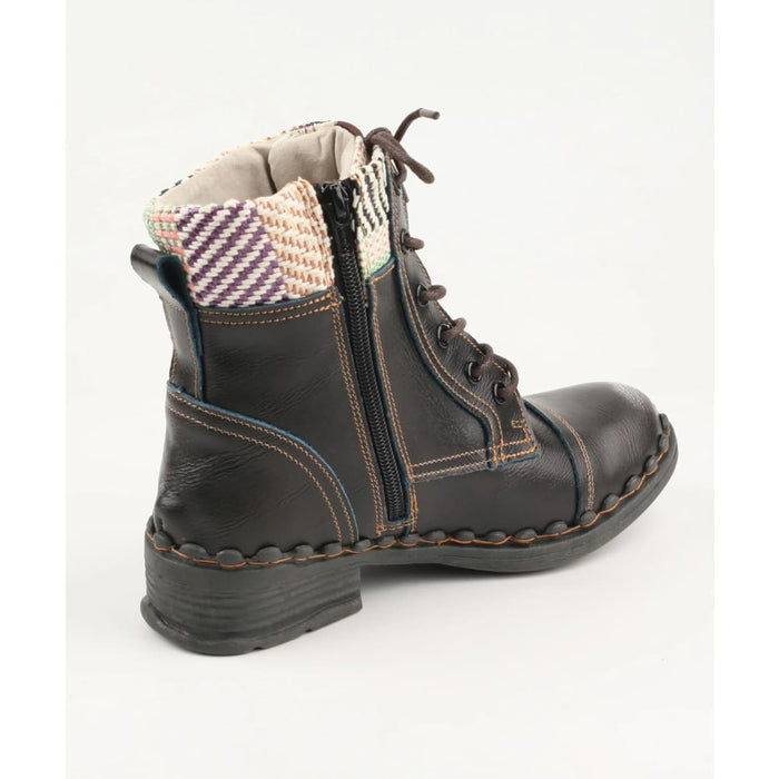 Fashion Genuine Leather Patchwork Woven Fabric Womens