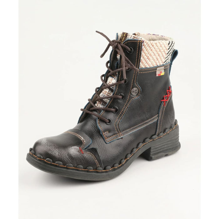 Fashion Genuine Leather Patchwork Woven Fabric Womens