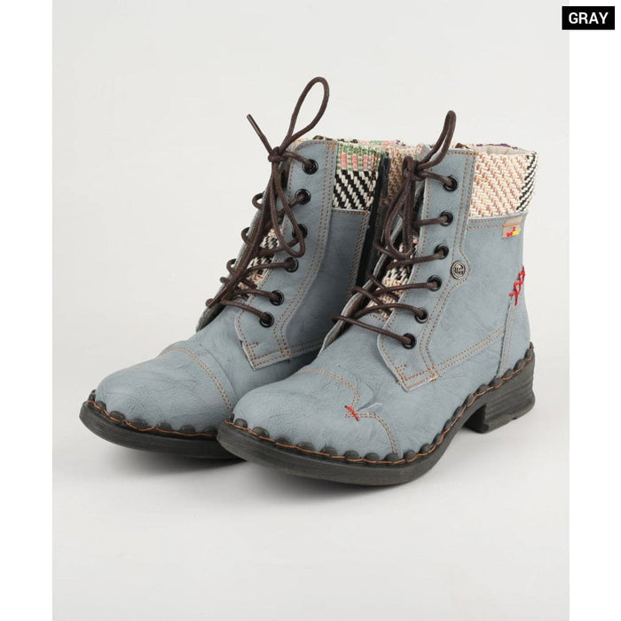 Fashion Genuine Leather Patchwork Woven Fabric Womens