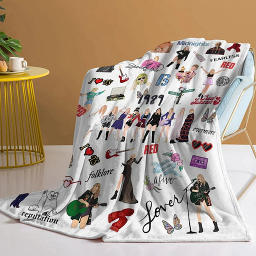 Fashion Girl Blanket Plush Flannel Fleece Throw For Sofa