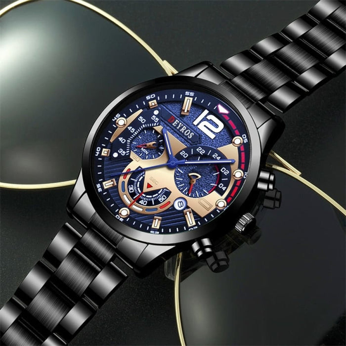 Fashion Mens Stainless Steel Watches Quartz Wristwatch