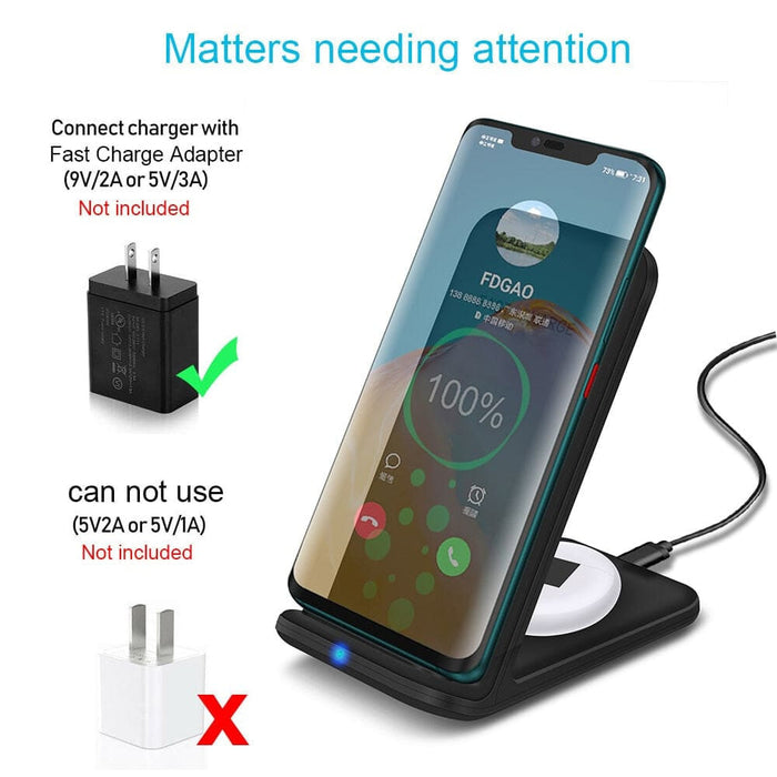 Fast 15w 2 In 1 Wireless Charger Stand