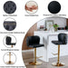 2x Faux Leather Golden Base Swivel Bar Stools- Black