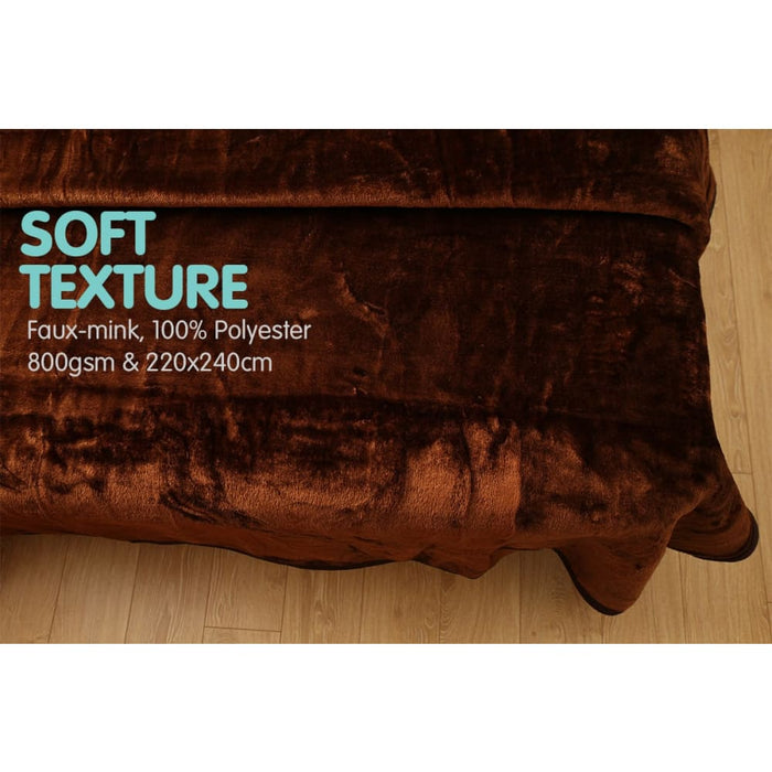 Faux Mink Blanket 800gsm Heavy Double-sided - Chocolate