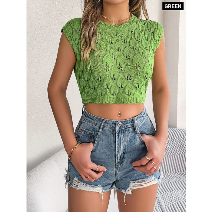 Feather Hollow out Sleeveless Knit Top for Women