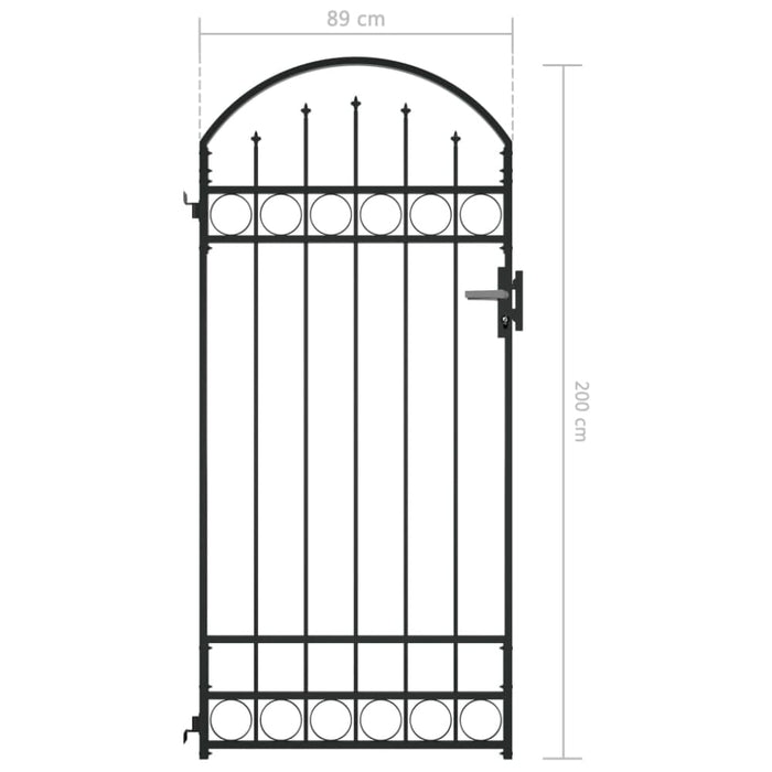 Fence Gate With Arched Top Steel 89x200 Cm Black Oapipb