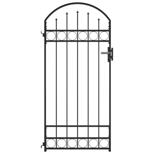 Fence Gate With Arched Top Steel 89x200 Cm Black Oapipb