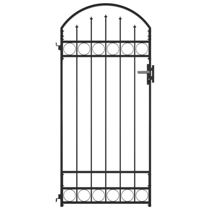 Fence Gate With Arched Top Steel 89x200 Cm Black Oapipb