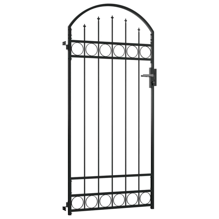 Fence Gate With Arched Top Steel 89x200 Cm Black Oapipb