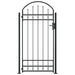 Fence Gate With Arched Top And 2 Posts 105x204 Cm Black