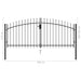 Fence Gate Double Door With Spike Top Steel 3x1.25 m Black