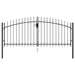 Fence Gate Double Door With Spike Top Steel 3x1.25 m Black