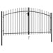 Fence Gate Double Door With Spike Top Steel 3x1.5 m Black