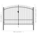 Fence Gate Double Door With Spike Top Steel 3x1.75 m Black