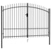 Fence Gate Double Door With Spike Top Steel 3x1.75 m Black