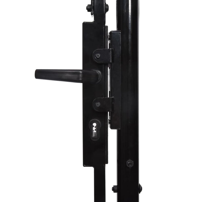 Fence Gate Double Door With Spike Top Steel 3x1.75 m Black