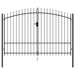 Fence Gate Double Door With Spike Top Steel 3x1.75 m Black