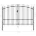 Fence Gate Double Door With Spike Top Steel 3x2 m Black