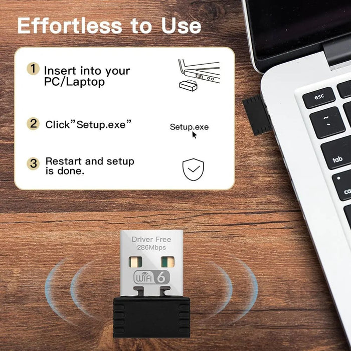 Fenvi Wifi 6 Adapter Ax286 Mini Usb Dongle for Pc Laptop