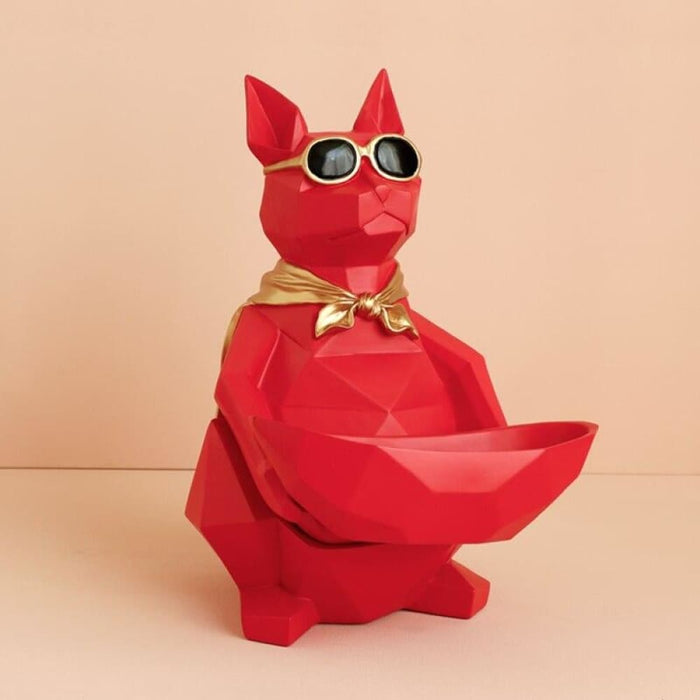 Dog Cat Figurine with Creative Tissue Boxes Table Statue