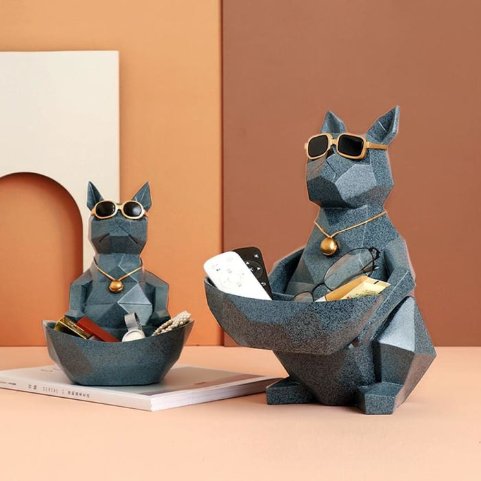 Dog Cat Figurine with Creative Tissue Boxes Table Statue