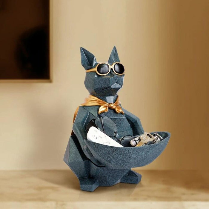 Dog Cat Figurine with Creative Tissue Boxes Table Statue