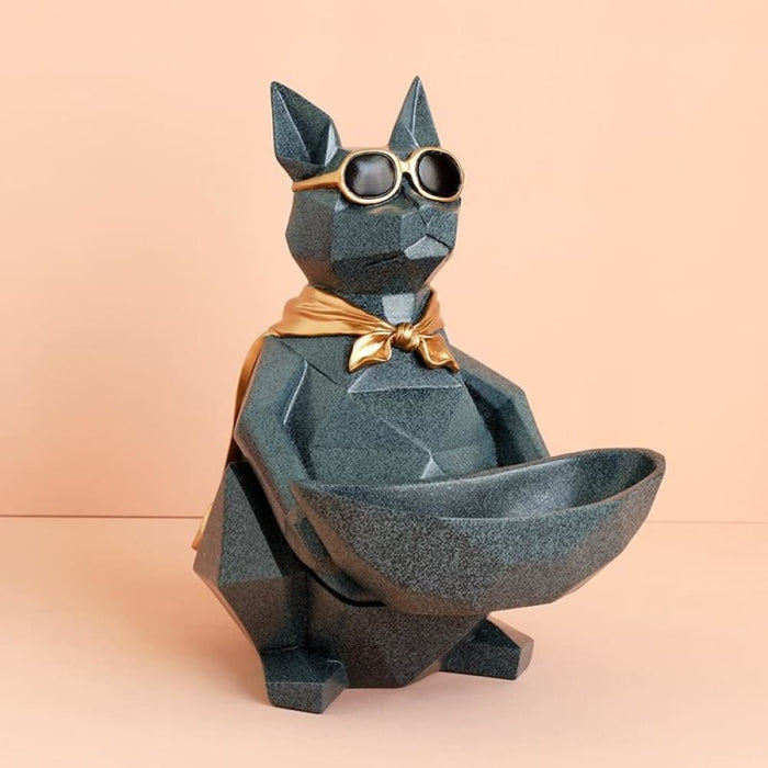 Dog Cat Figurine with Creative Tissue Boxes Table Statue