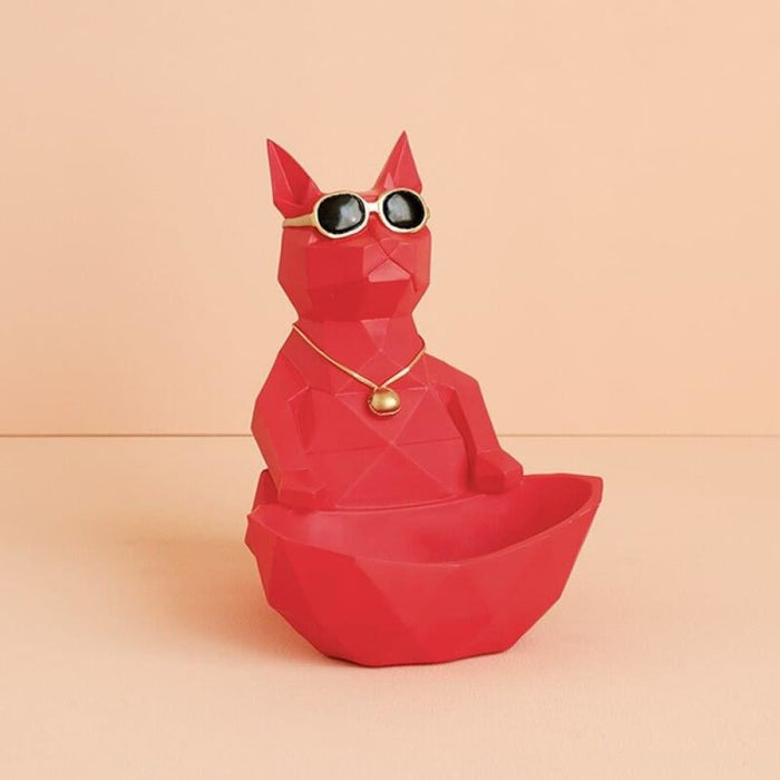 Dog Cat Figurine with Creative Tissue Boxes Table Statue