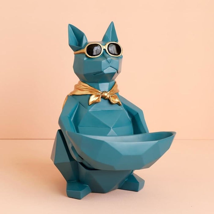 Dog Cat Figurine with Creative Tissue Boxes Table Statue