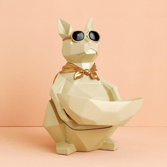 Dog Cat Figurine with Creative Tissue Boxes Table Statue