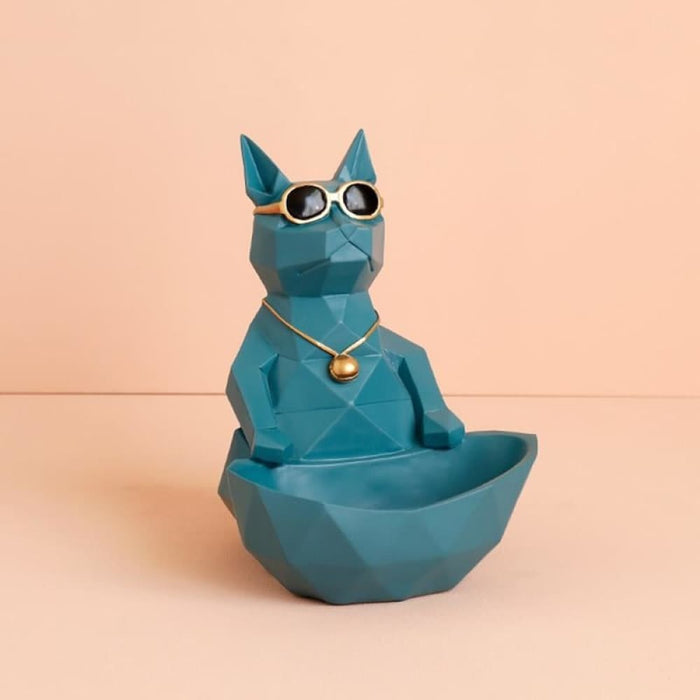 Dog Cat Figurine with Creative Tissue Boxes Table Statue