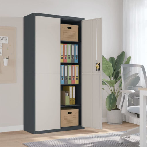 File Cabinet Anthracite and White 90x40x180 Cm Steel Ttkipl